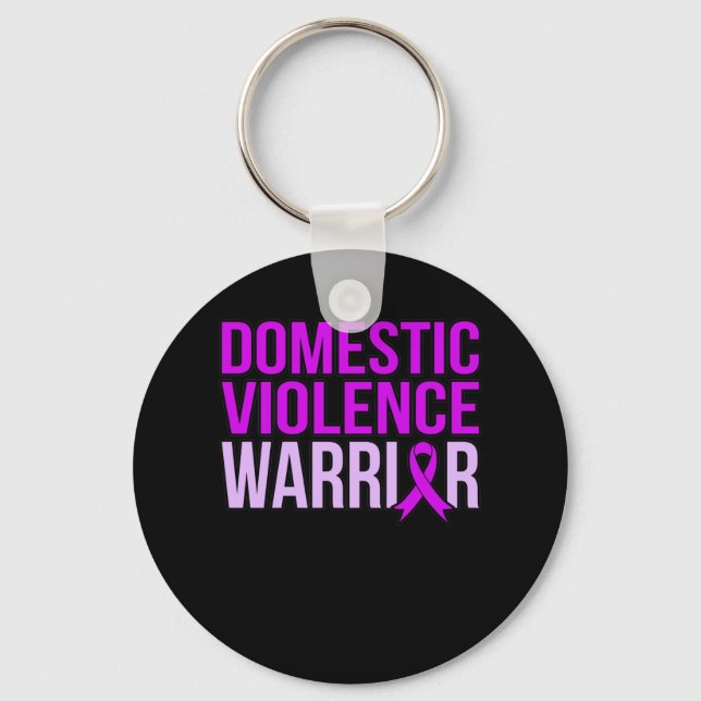 Domestic Violence Warrior Support Awareness Month Keychain (Front)