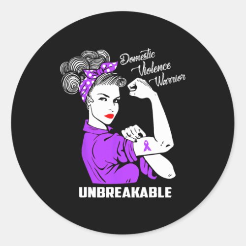 Domestic Violence Warrior Unbreakable Awareness Gi Classic Round Sticker