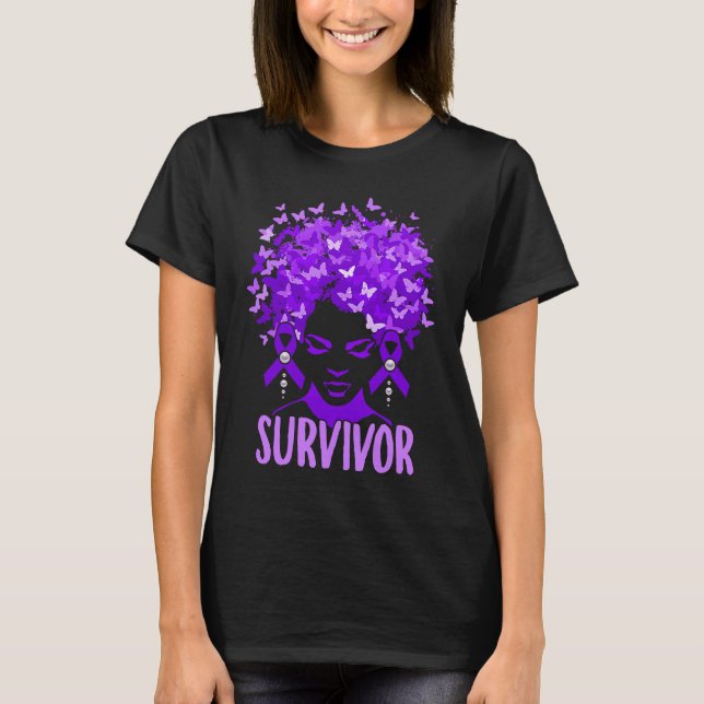 Domestic Violence Women purple butterflies Survivo T-Shirt (Front)