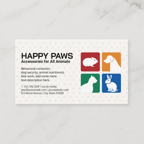 Domesticated Pets  Animal Shop Business Card