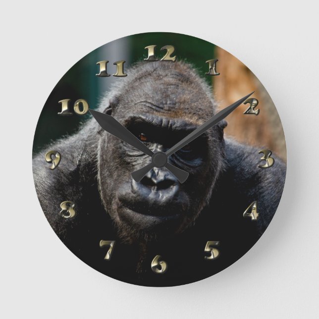 Dominant Primate Gorilla Ape Round Clock (Front)