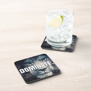Dominate - Lion Motivational Drink Coaster