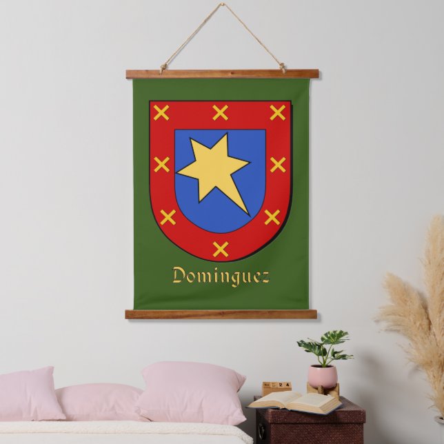 Dominguez Ancestral Heraldic Shield  Hanging Tapestry (Bedroom)