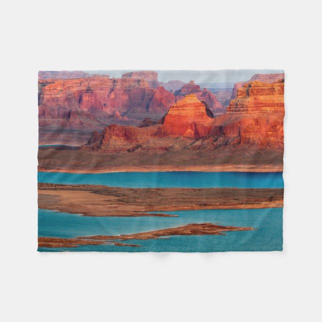 Dominguez Butte & Lake Powell, Utah Fleece Blanket (Front (Horizontal))