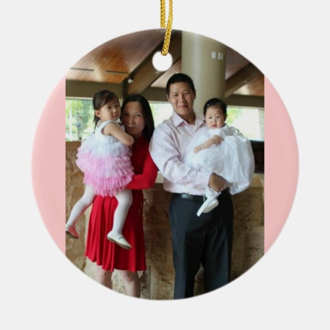 Dominic and Family Ceramic Ornament (Front)