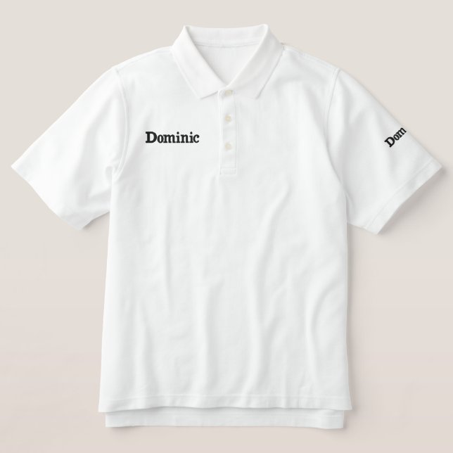 Dominic Embroidered First Name, Embroidered Polo Shirt (Design Front)