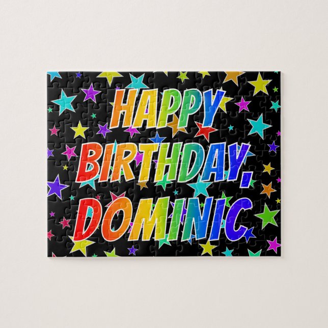 "DOMINIC" First Name, Fun "HAPPY BIRTHDAY" Jigsaw Puzzle (Horizontal)