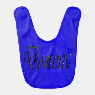 Dominic, Name, Logo, On Blue Mosaic, Baby Bib