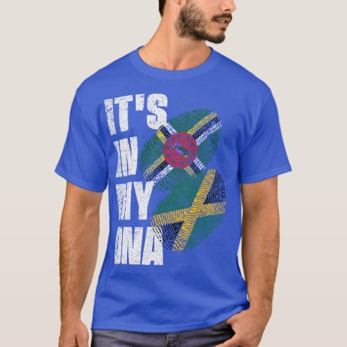Dominica And Jamaican Mix DNA Flag Heritage T_Shirt