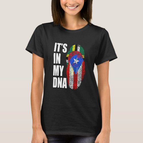 Dominica And Puerto Rican Mix DNA Flag Heritage T_Shirt