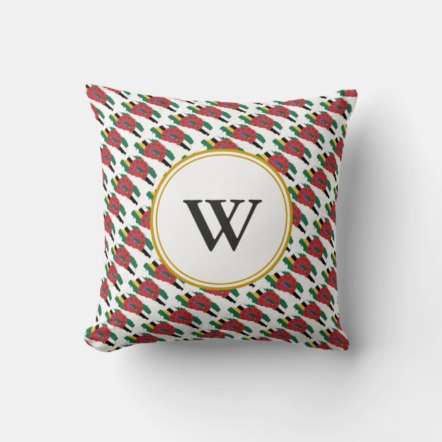 DOMINICA Blessed Nation Monogram Throw Pillow (Front)