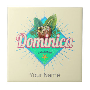 Dominica Caribbean Retro Vacation Vintage Island Ceramic Tile