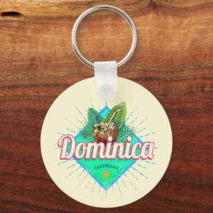 Dominica Caribbean Retro Vacation Vintage Island Keychain