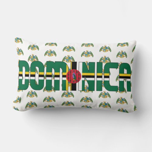Dominica Flag and Coat of Arms Patriotic Lumbar Pillow
