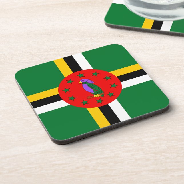 Dominica Flag  Beverage Coaster (Left Side)