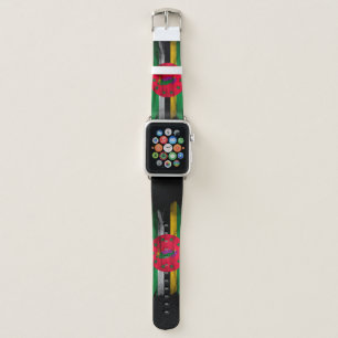 Dominica flag brush stroke, national flag apple watch band
