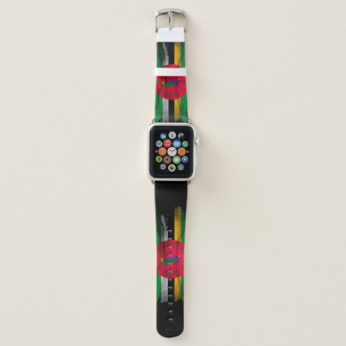 Dominica flag brush stroke, national flag apple watch band