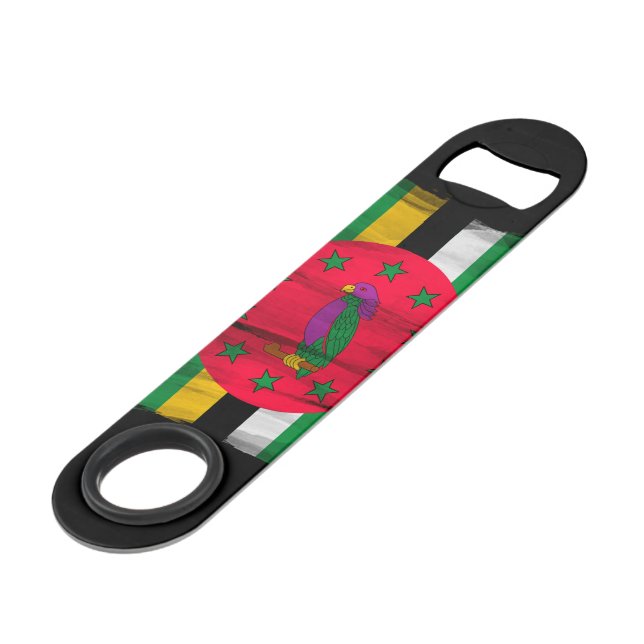 Dominica flag brush stroke, national flag bar key (Front Angled)
