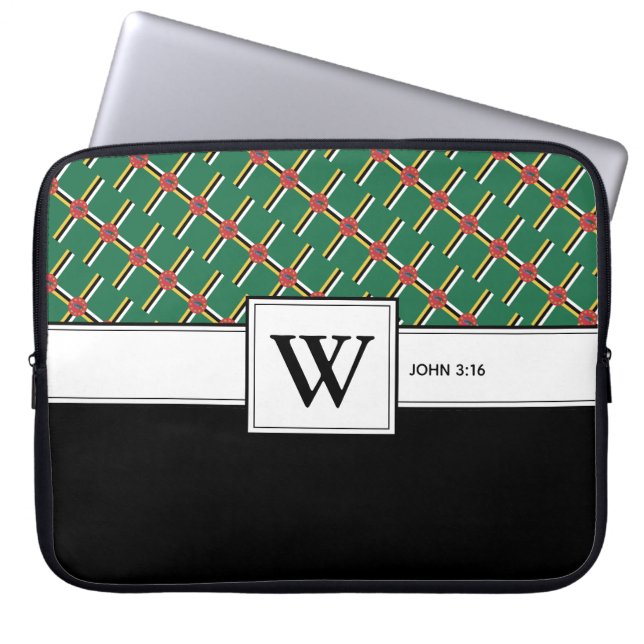 DOMINICA FLAG Christian Scripture Laptop Monogram Laptop Sleeve (Front)