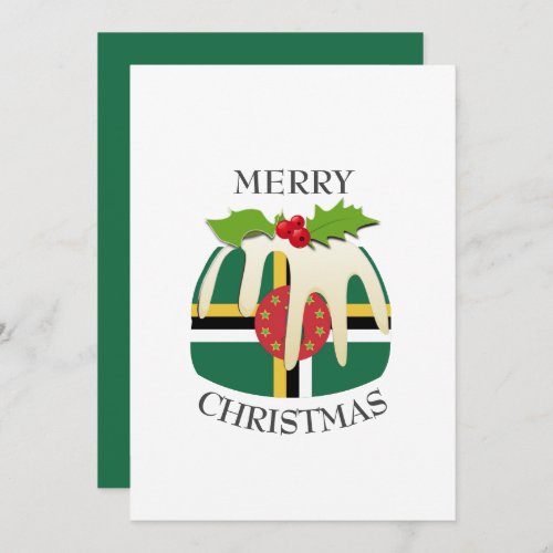 DOMINICA FLAG  Christmas Pudding  Festive Holiday Card