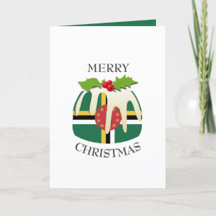 DOMINICA FLAG Christmas Pudding Festive Holiday Card