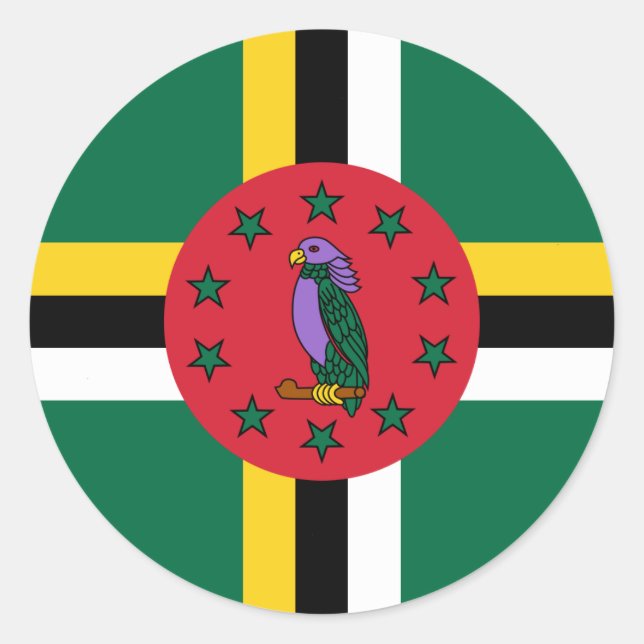 Dominica Flag Classic Round Sticker (Front)