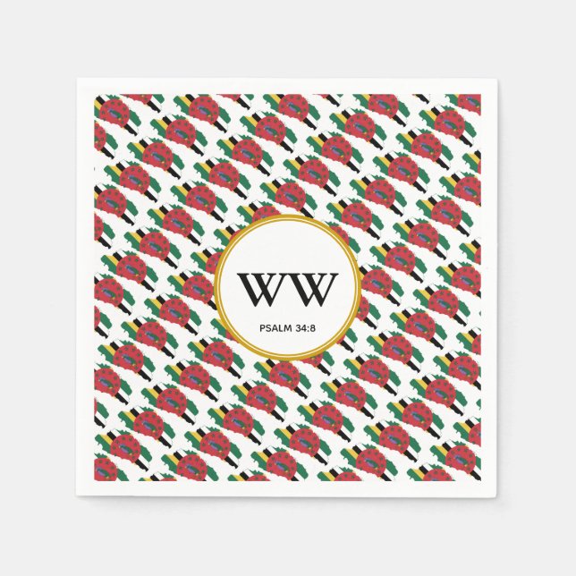 DOMINICA Flag Custom MONOGRAM Scripture Paper Napkins (Front)