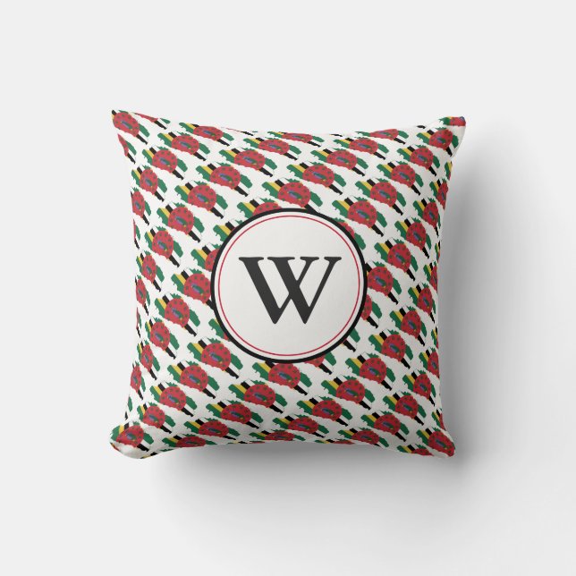 DOMINICA Flag Custom Monogram Throw Pillow (Front)