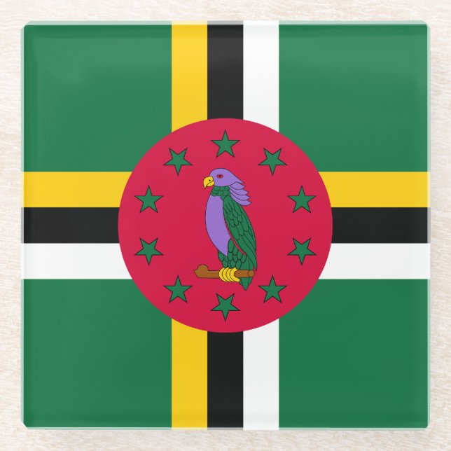 Dominica Flag Glass Coaster (Front)