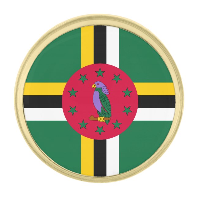 Dominica Flag Gold Finish Lapel Pin (Front)