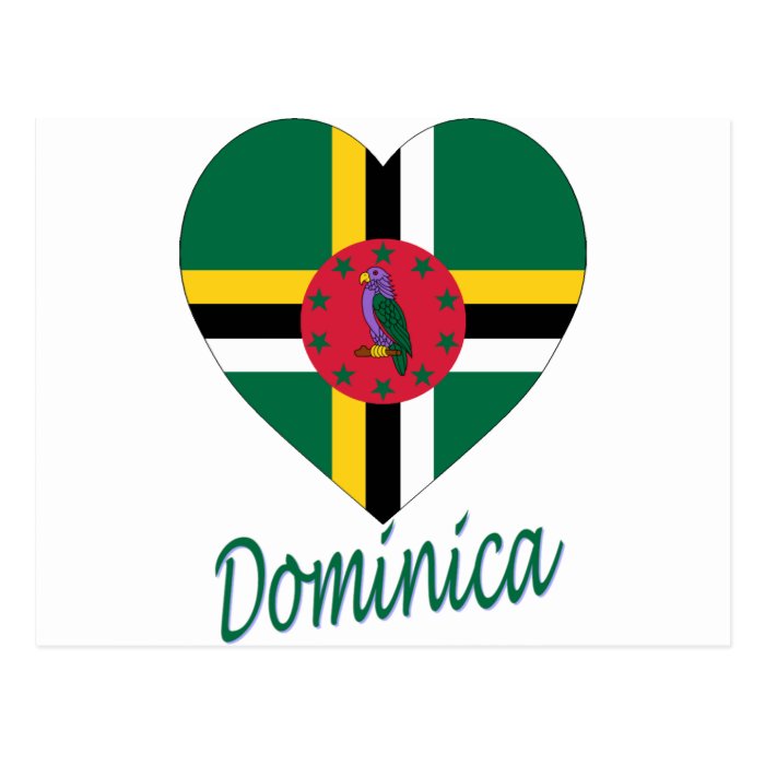 Dominica Flag Heart Post Card