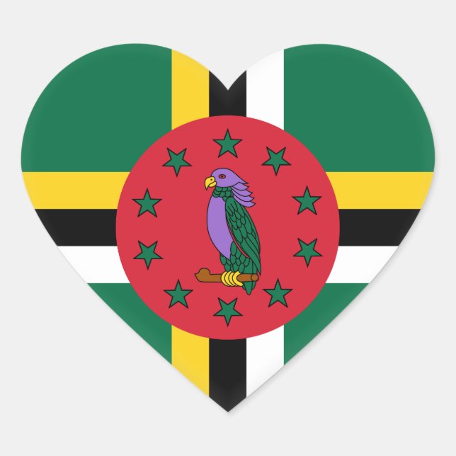 Dominica Flag Heart Sticker (Front)