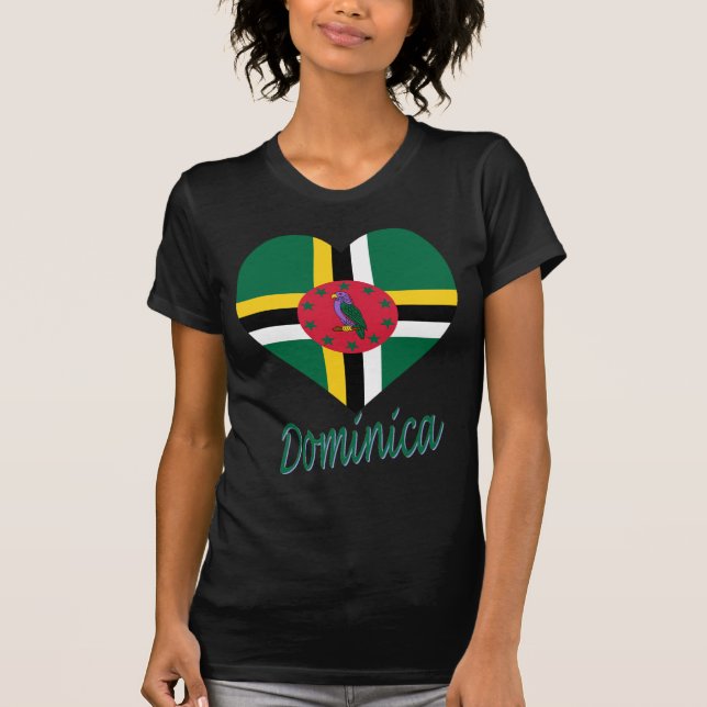 Dominica Flag Heart T-Shirt (Front)