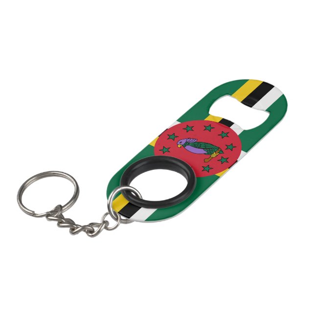 Dominica Flag Keychain Bottle Opener (Front Angled)
