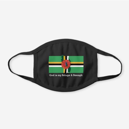DOMINICA FLAG MAP Customizable GOD IS MY REFUGE Black Cotton Face Mask