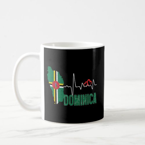 Dominica Flag Map Heartbeat For Dominican Pride Coffee Mug