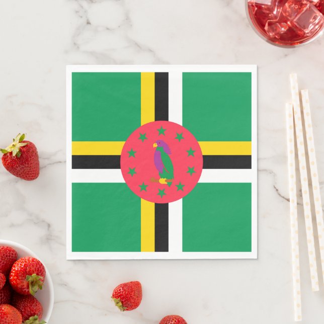 Dominica flag napkins (Insitu)
