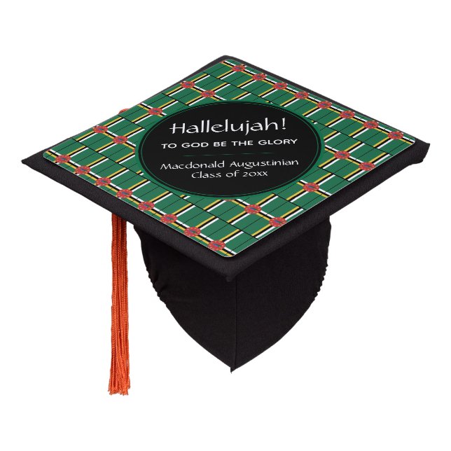 DOMINICA FLAG Patriotic Graduate Custom HALLELUJAH Graduation Cap Topper (Angled)