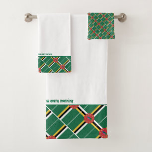 DOMINICA FLAG Personalized Scripture WHITE Bath Towel Set