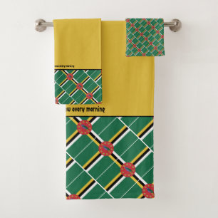 DOMINICA FLAG Personalized Scripture YELLOW Bath Towel Set