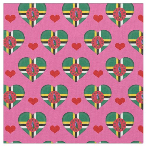 Dominica Flag Red Heart fashion FabricDominica Fabric