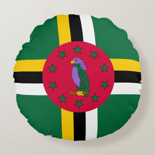 Dominica Flag Round Pillow (Front)