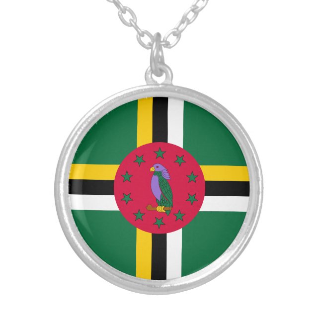 Dominica Flag Silver Plated Necklace (Front)