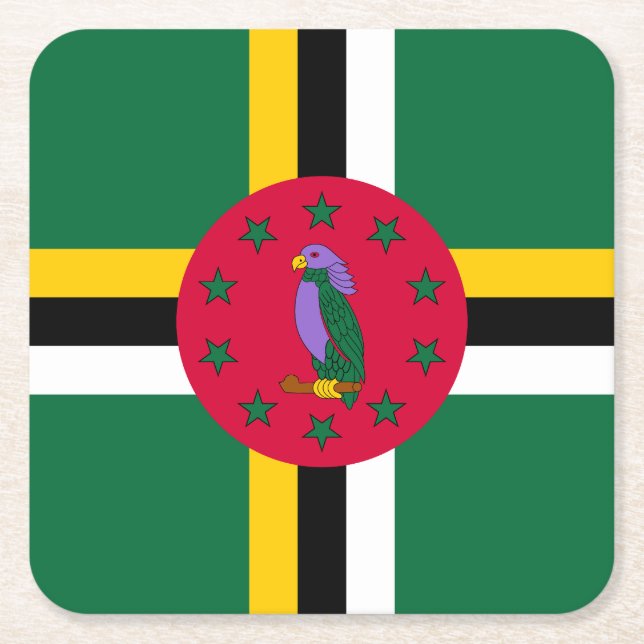 Dominica Flag Square Paper Coaster (Front)