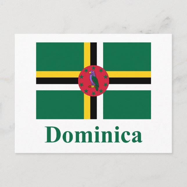 Dominica Flag with Name Postcard (Front)