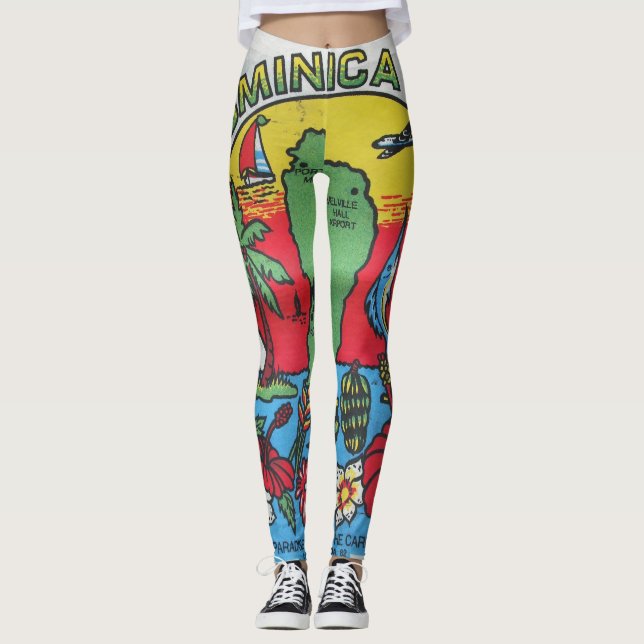 Dominica map sunset wi. leggings (Front)