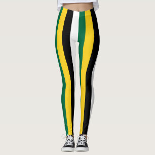 Dominica National Flag Colors Vertical Striped Leggings