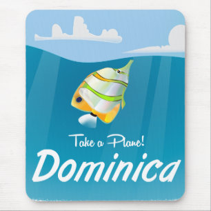 Dominica retro plane travel poster. mouse pad