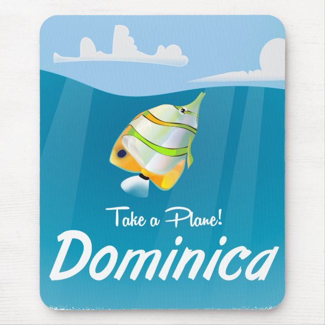 Dominica retro plane travel poster. mouse pad (Front)