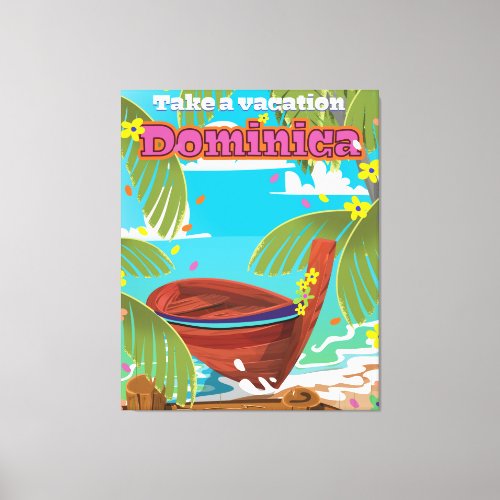 Dominica retro travel poster canvas print